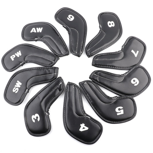 10pcs Golf Club Iron Head PU Covers Set